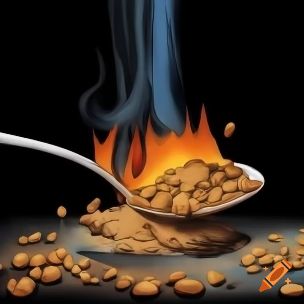 Spoon dropped into ashes of extinguished fire