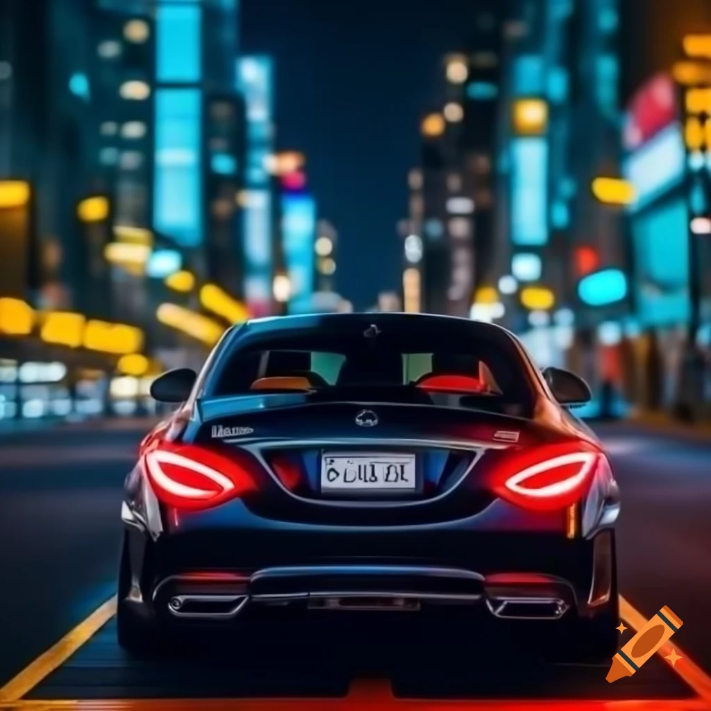 Mercedes-Benz CLS 63 AMG parked under city lights, showcasing luxury