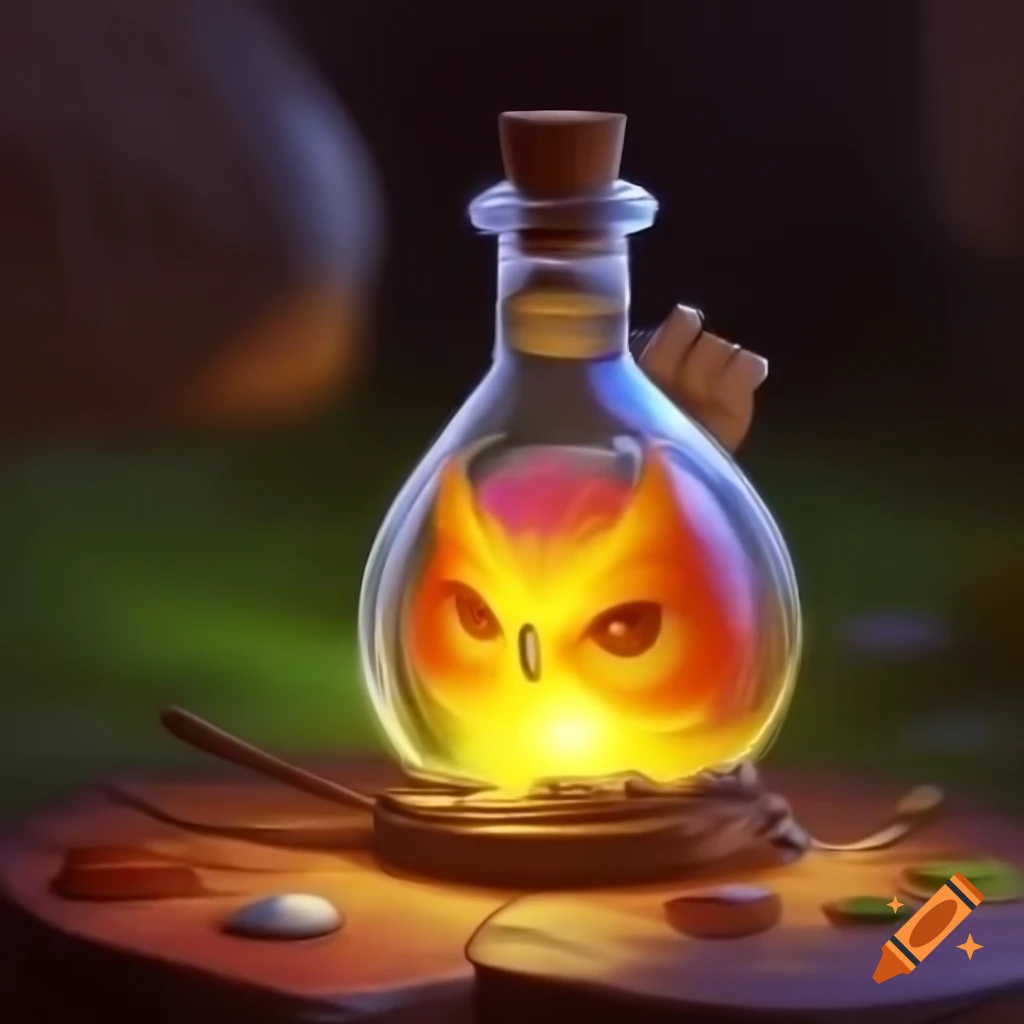 Magical potion vial that transforms drinker into an owl