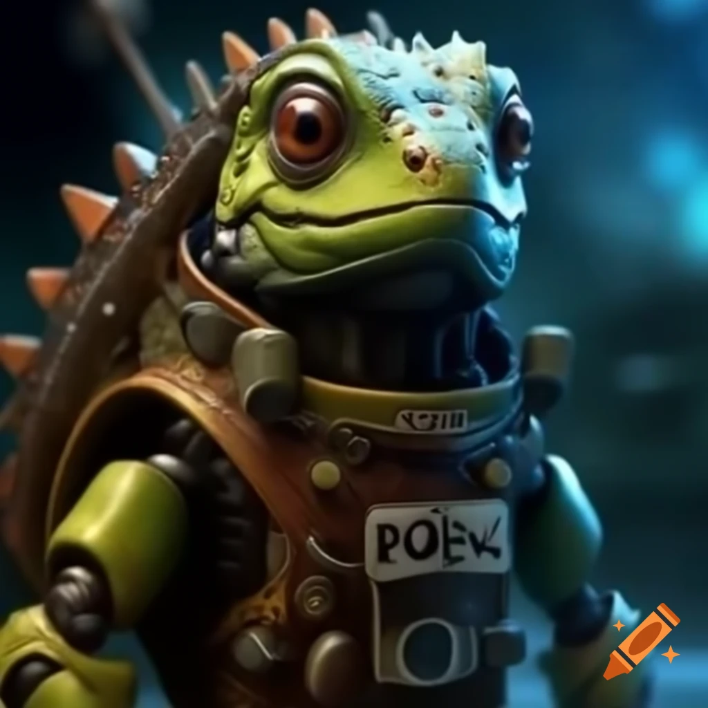 Robot lizard designed as a space pirate