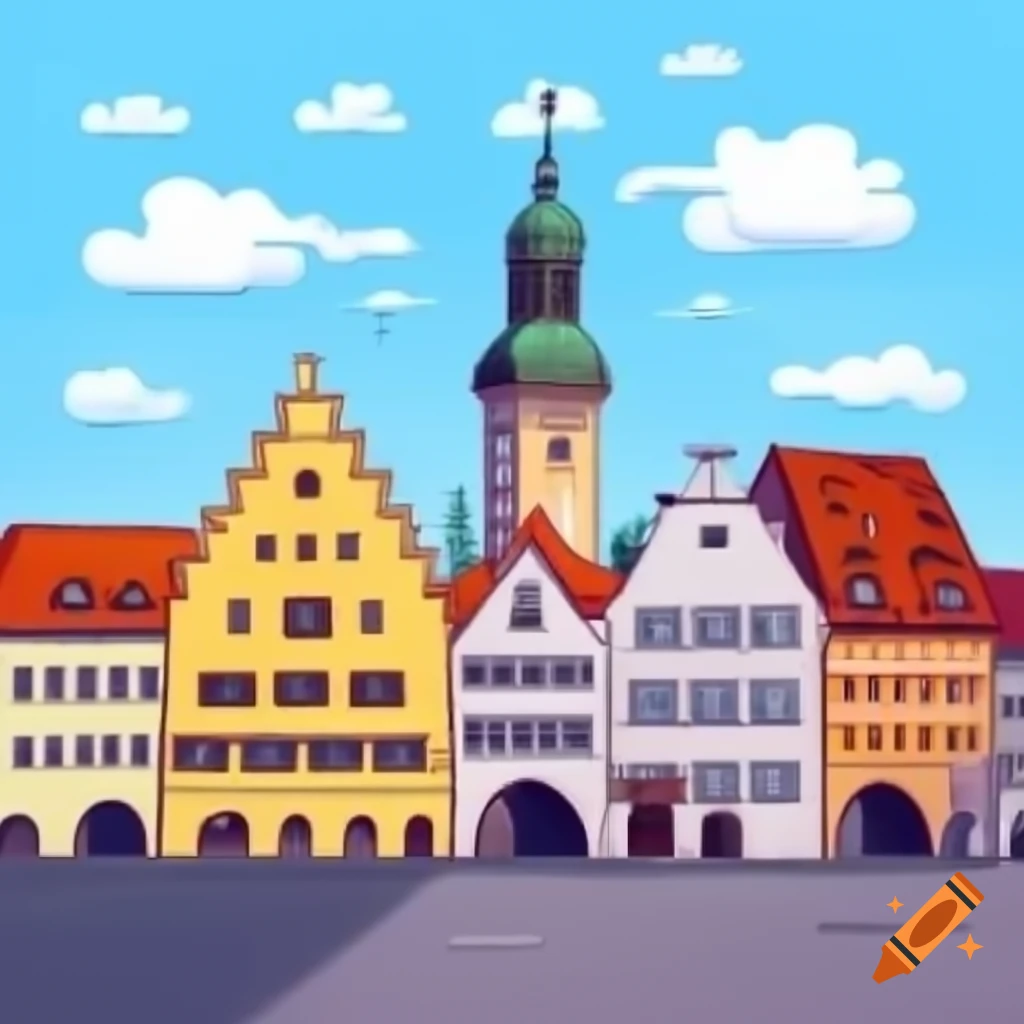 Cartoon art of augsburg city on craiyon