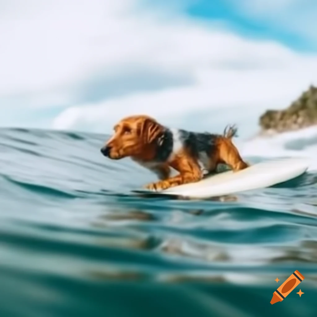 Squirrel surfing on a surfboard