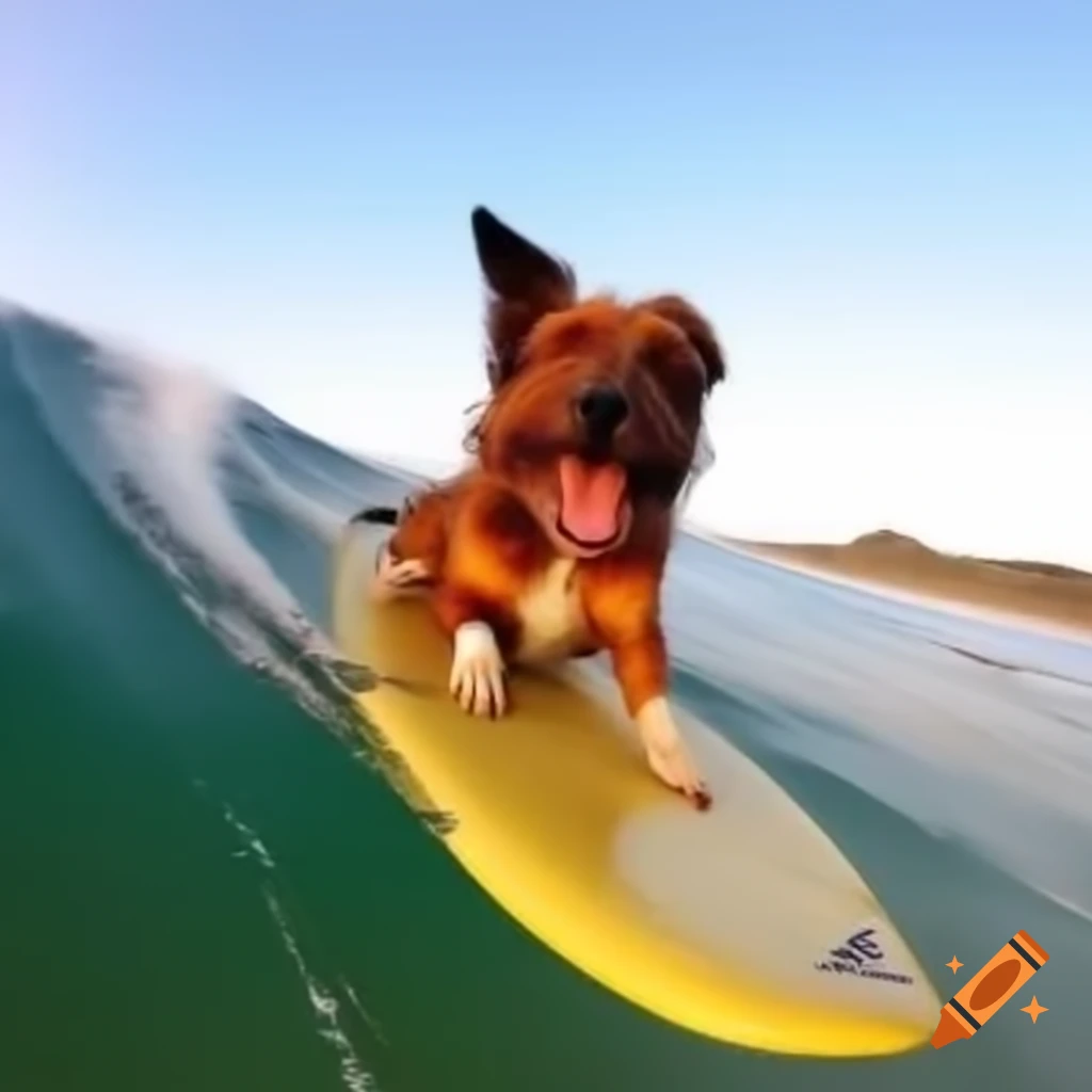 Squirrel surfing on a surfboard