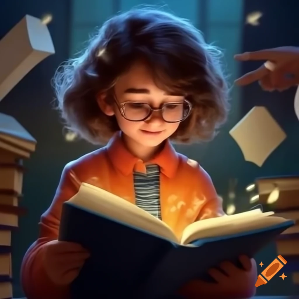 Person engaging in magical learning while reading