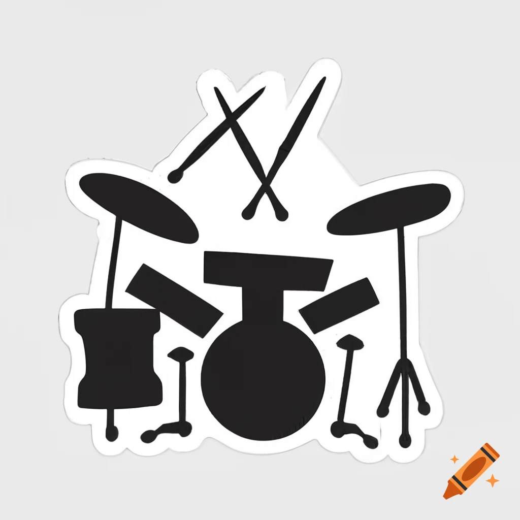 Funny black drumset instrument sticker