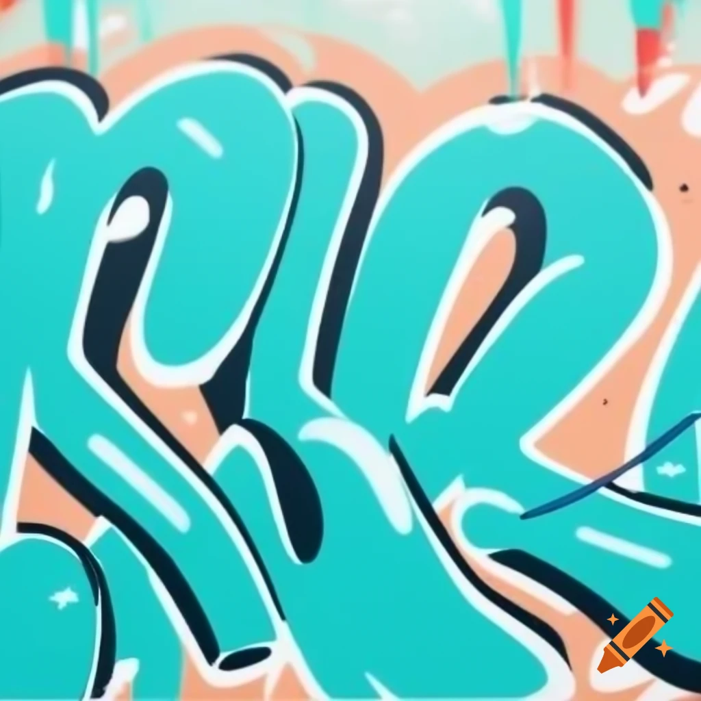 Graffiti style banner with abstract shapes in turquoise and seafoam