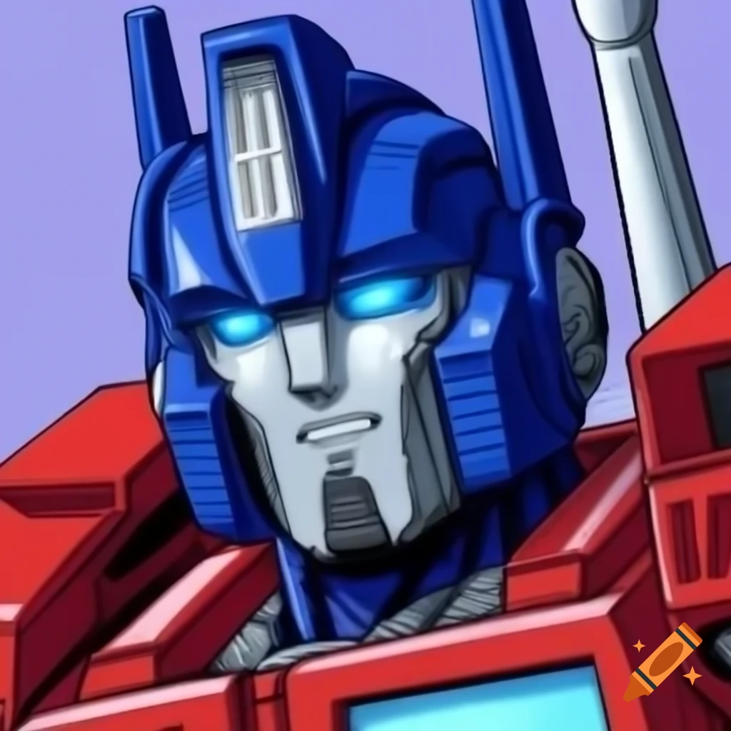 Optimus Prime designed as a face emoji in comic art style