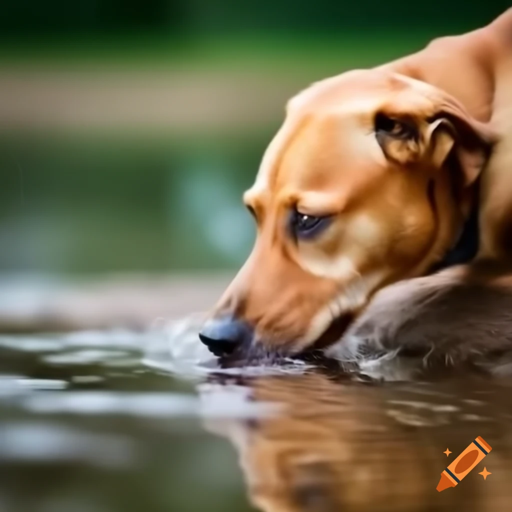 Dog drinking water from a bowl