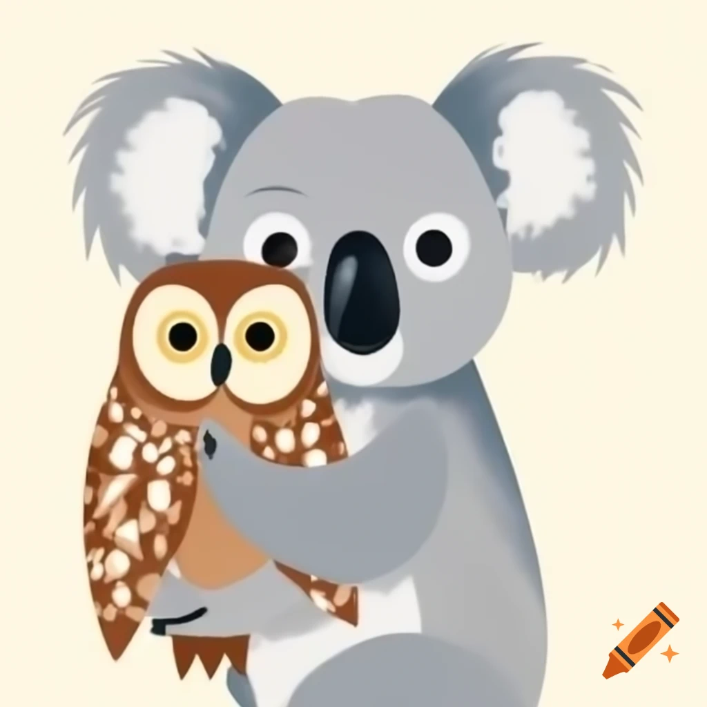Koala and owl drawing, showcasing their features