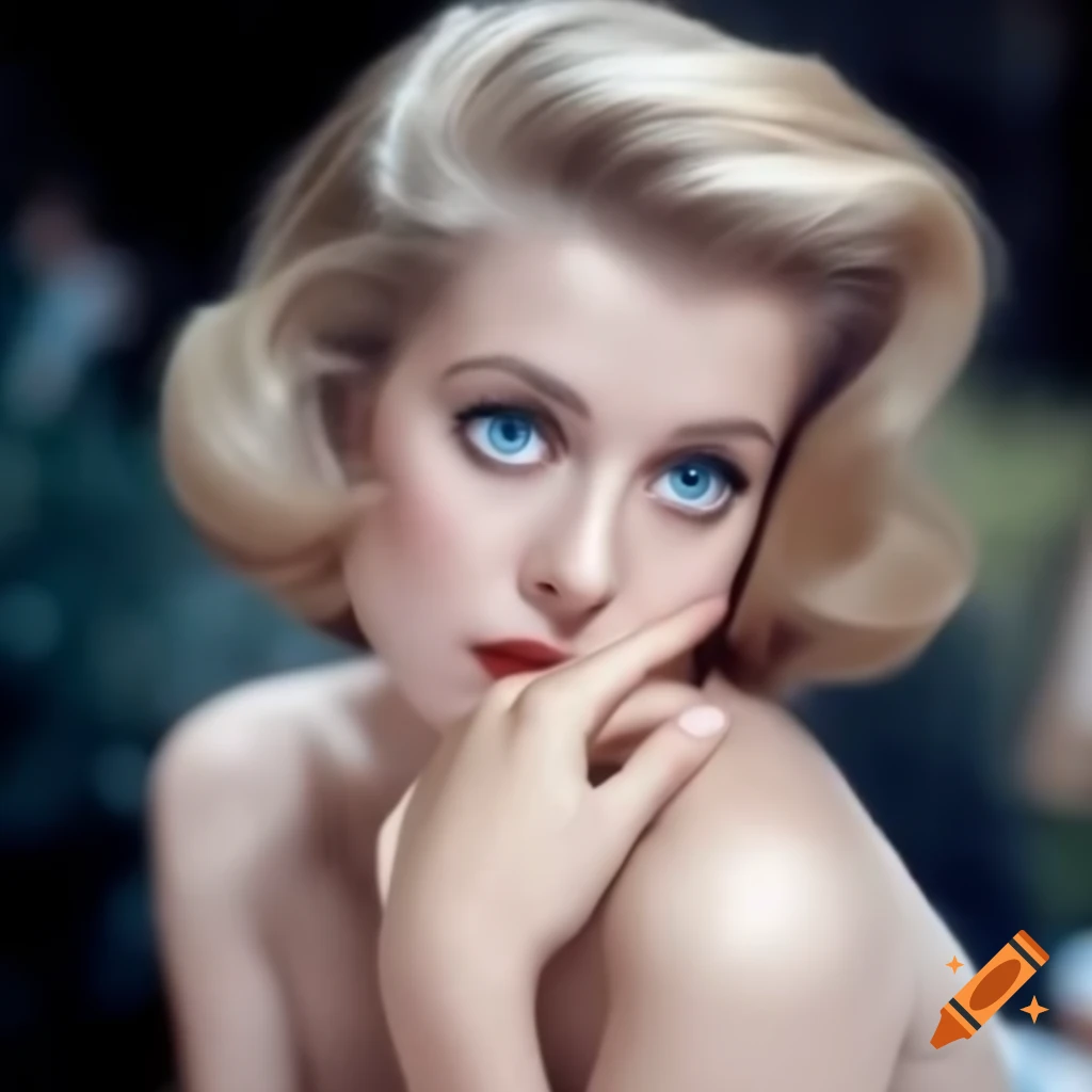 Candid shot of beautiful European actress on movie set, 1963