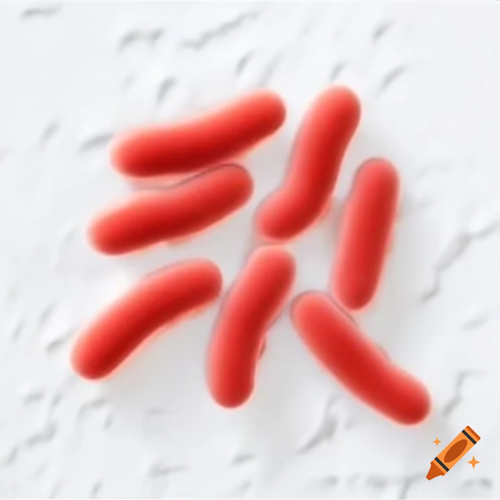 Three red Mycobacterium tuberculosis bacteria on white background
