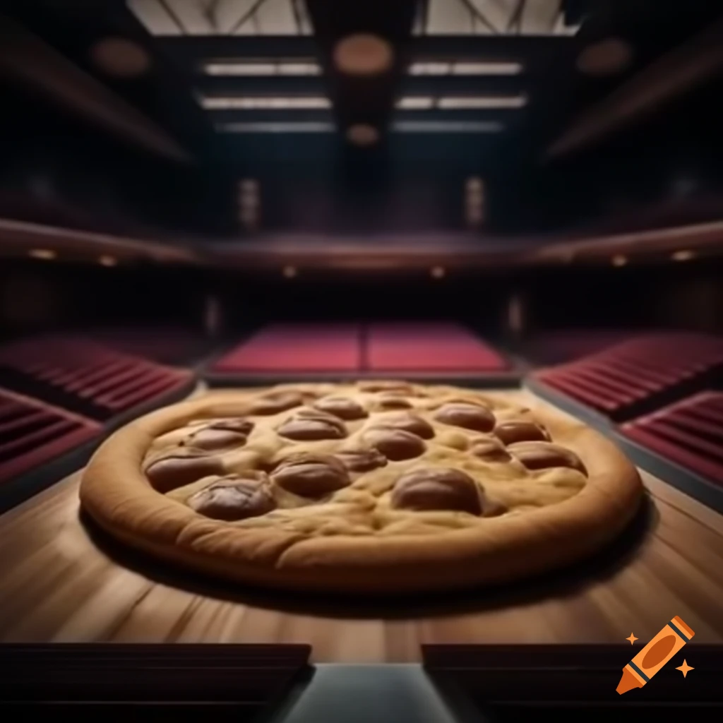 Giant cookie displayed in a school auditorium