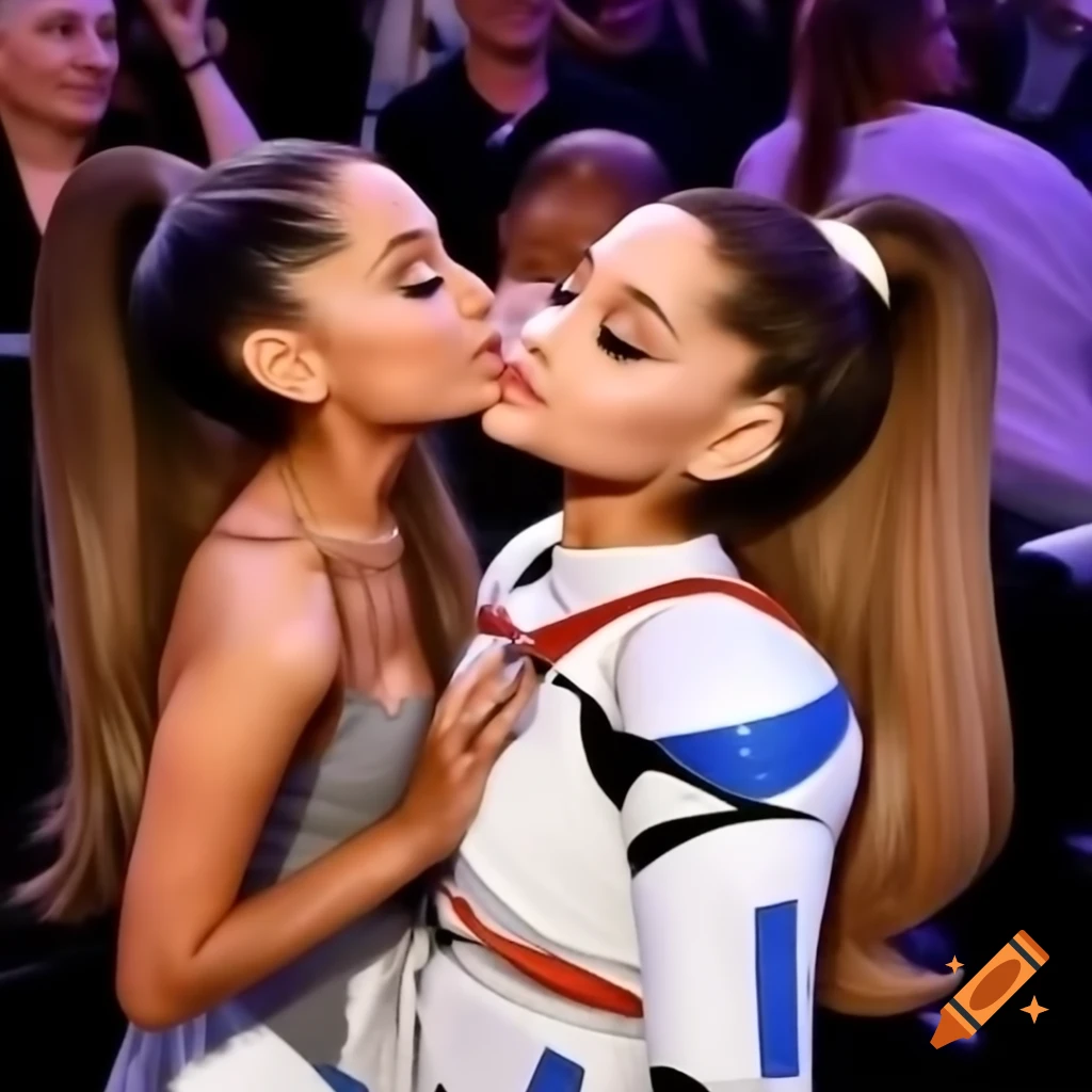 Ariana Grande in a playful moment with her clone