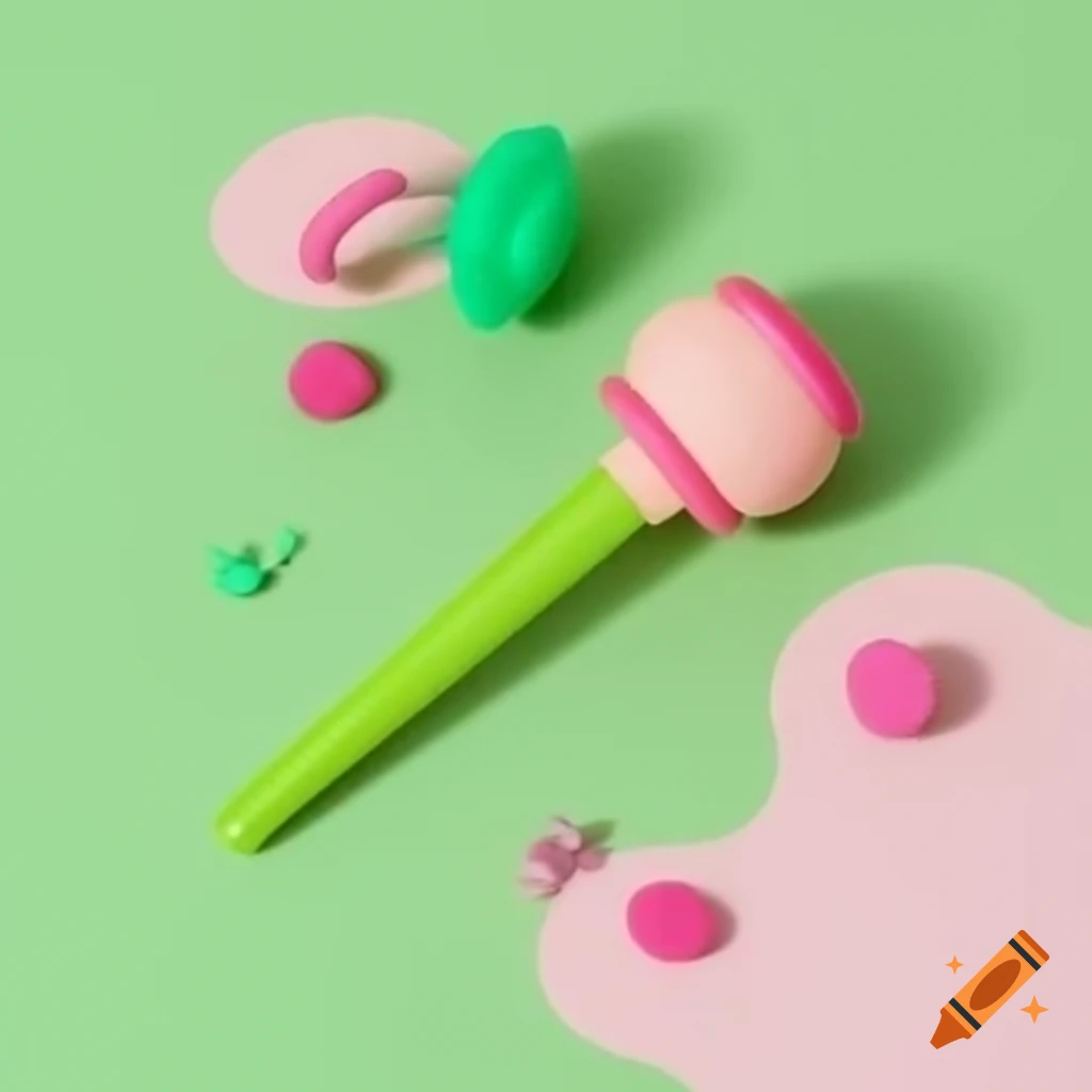 Green and pink K-pop lightstick with fairy design
