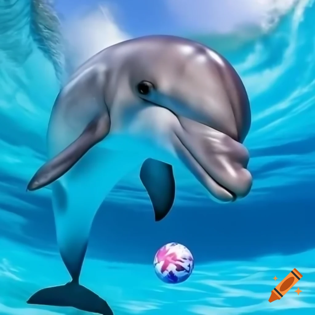 Dolphin playing basketball, showcasing agility and fun