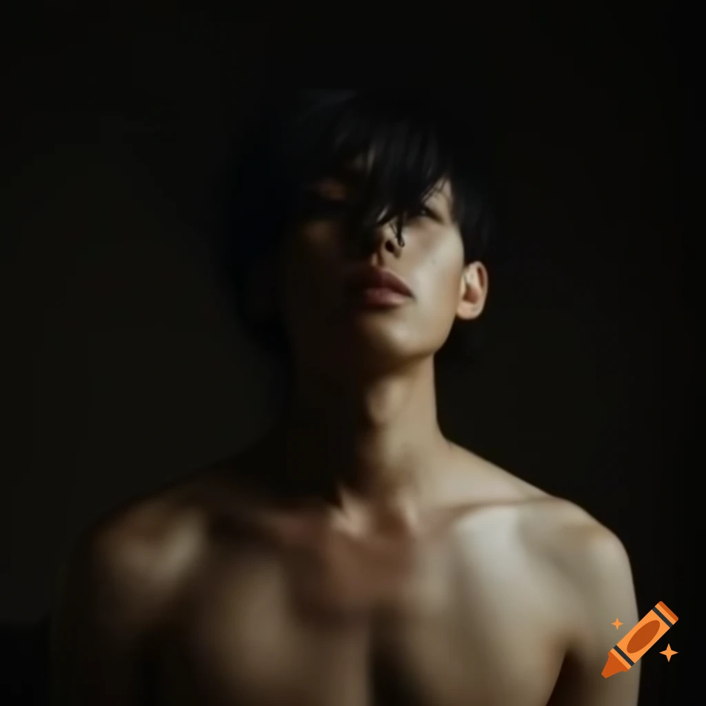 Young man with black hair turned away from camera