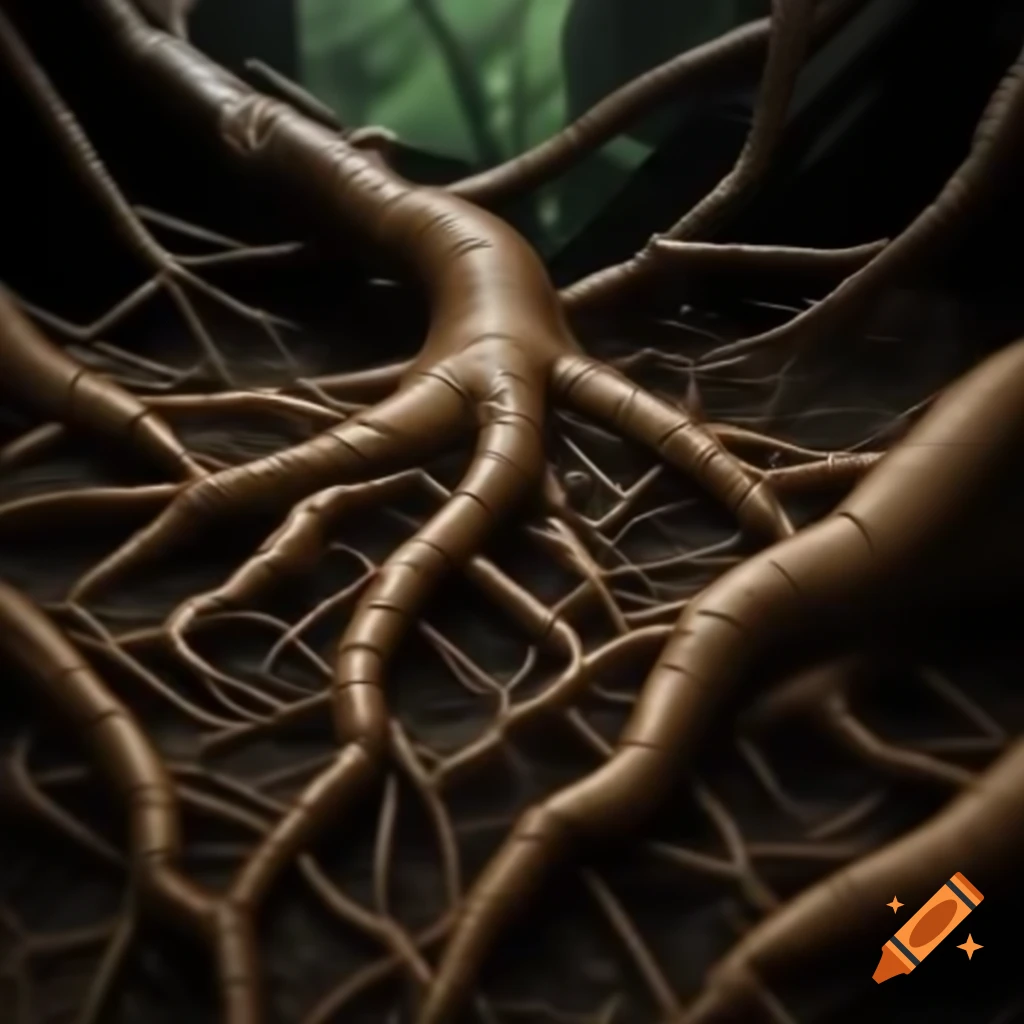 Realistic HD pixel art of root in underground texture