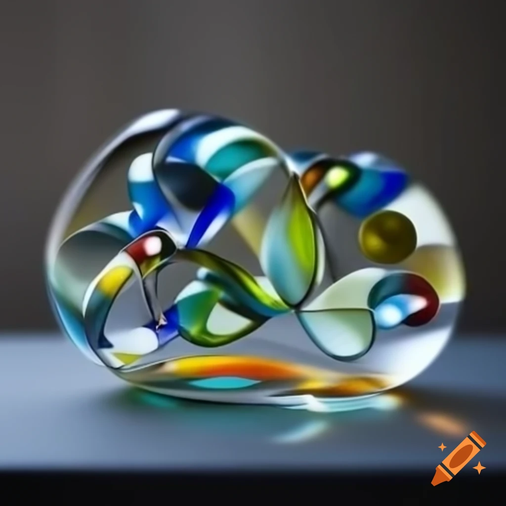 Abstract glass artwork representing imagination and creativity with macro bokeh effects