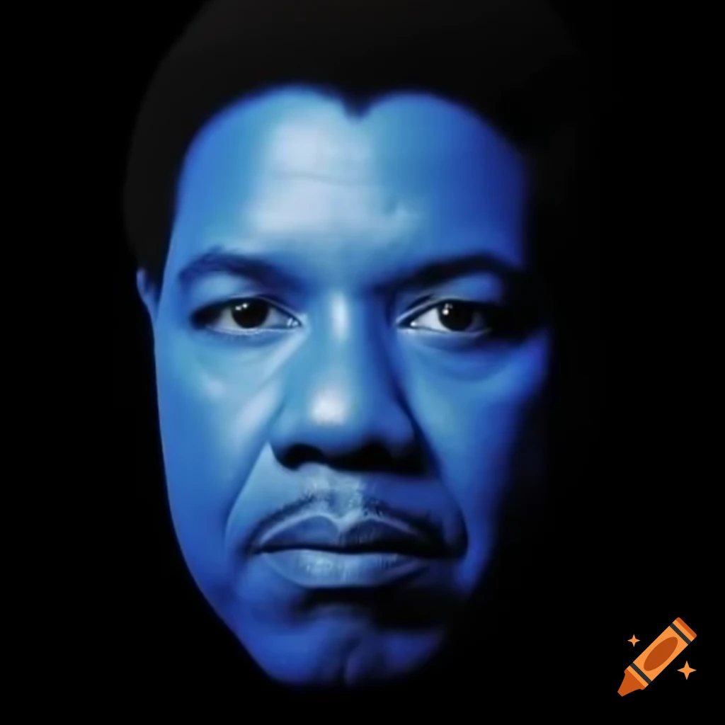 Abstract blue head of Denzel Washington on black background