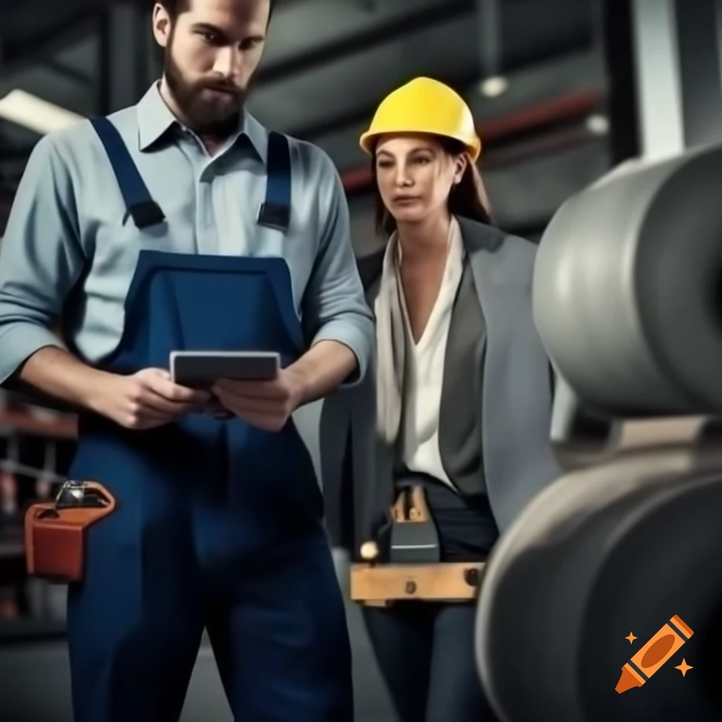 Mechanic and business professional collaborating