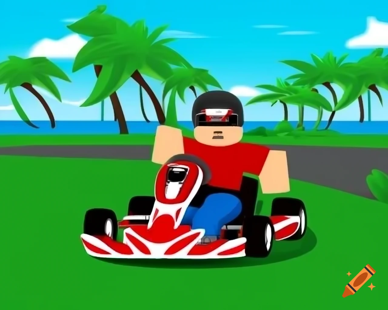 Roblox kart racing game at tropical resort setting on craiyon