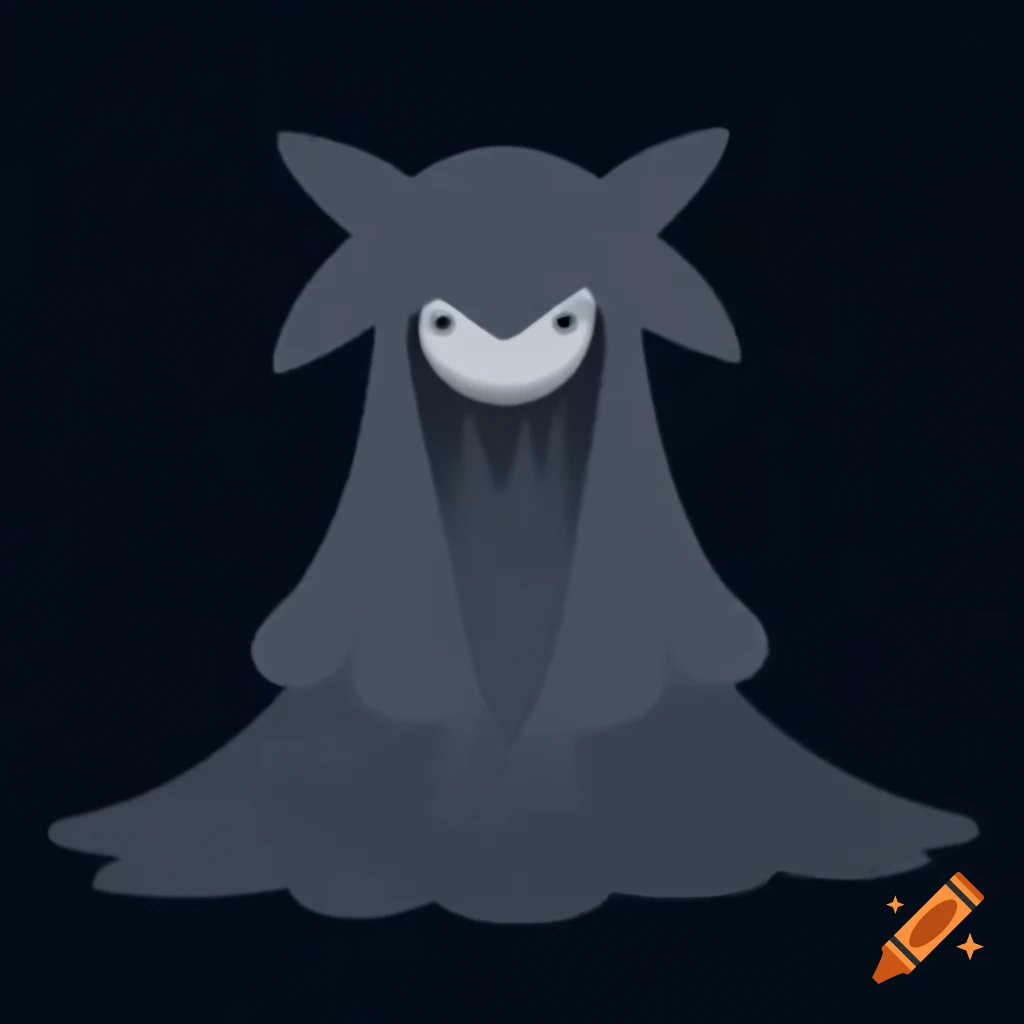 Melancholic Pokémon silhouette with dark gray fur and white mask featuring tear-like crystals
