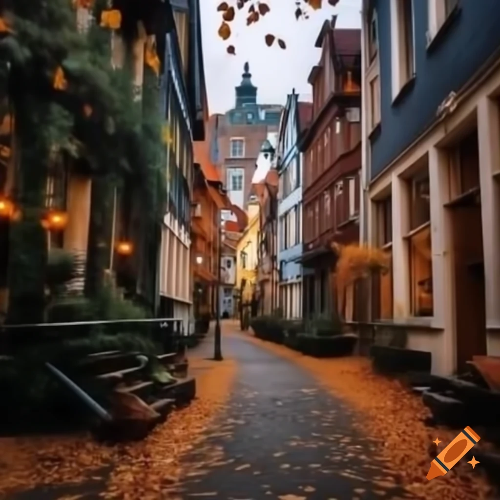 Cozy European city destination during fall season