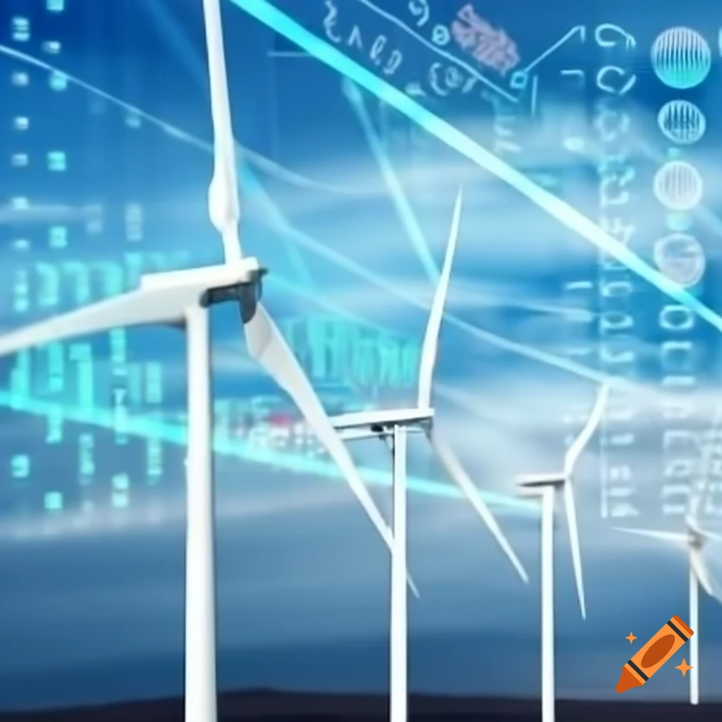Data analytics background featuring wind turbines