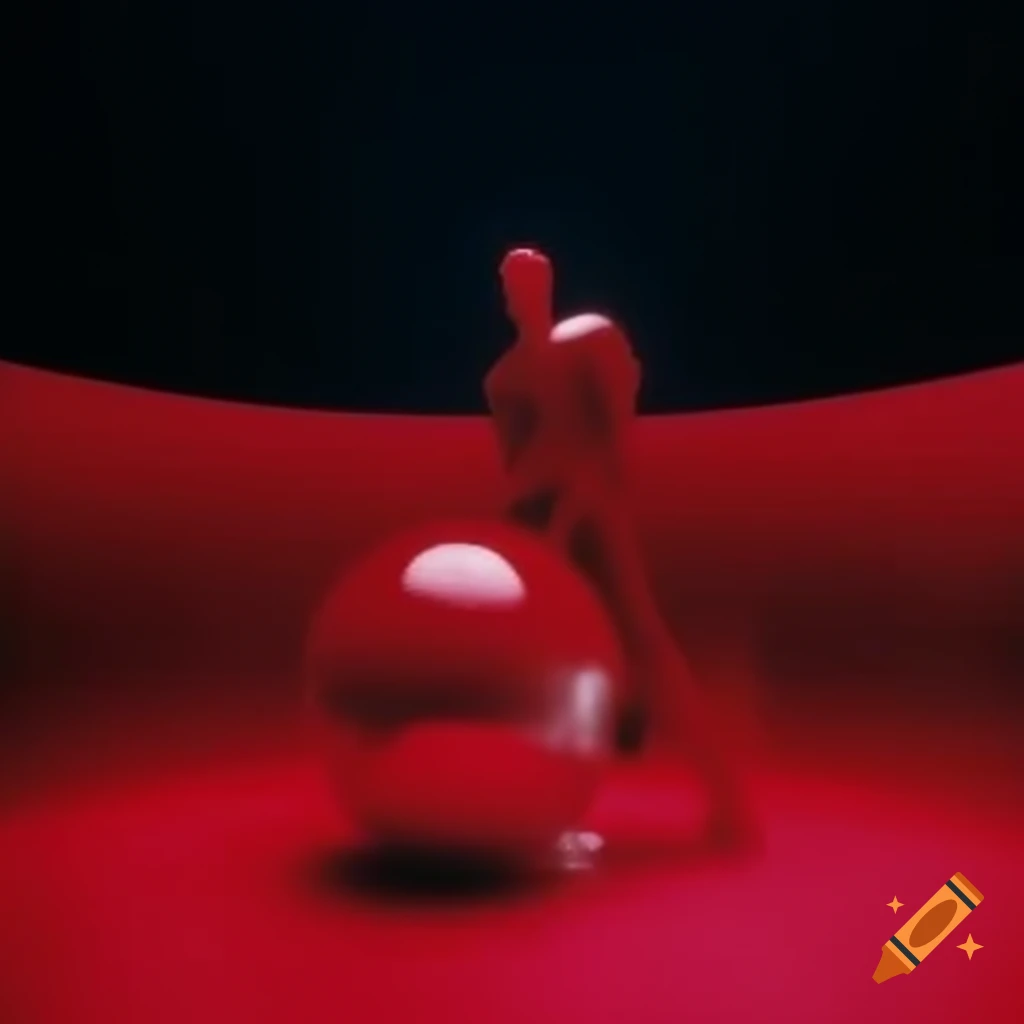 Pop surreal photography featuring red glass statue