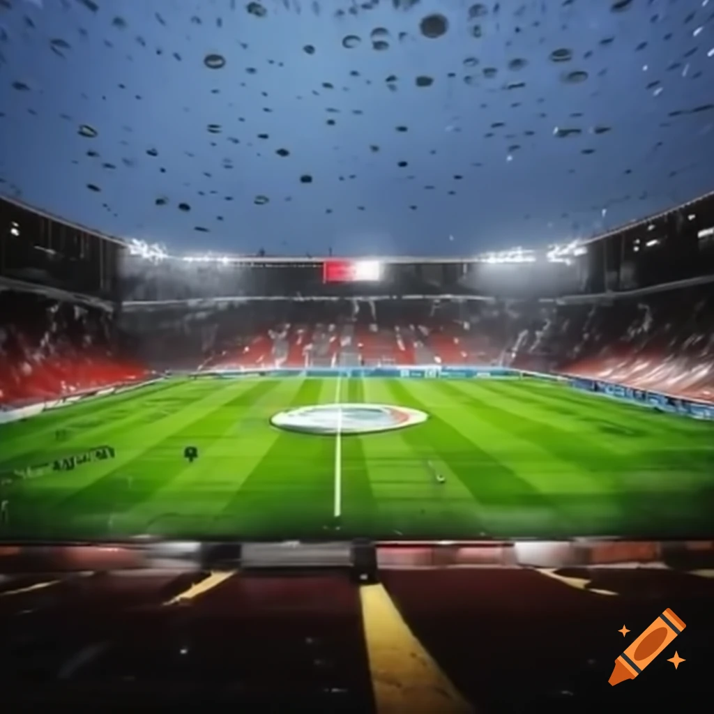 Vibrant digital art of football stadium background on craiyon