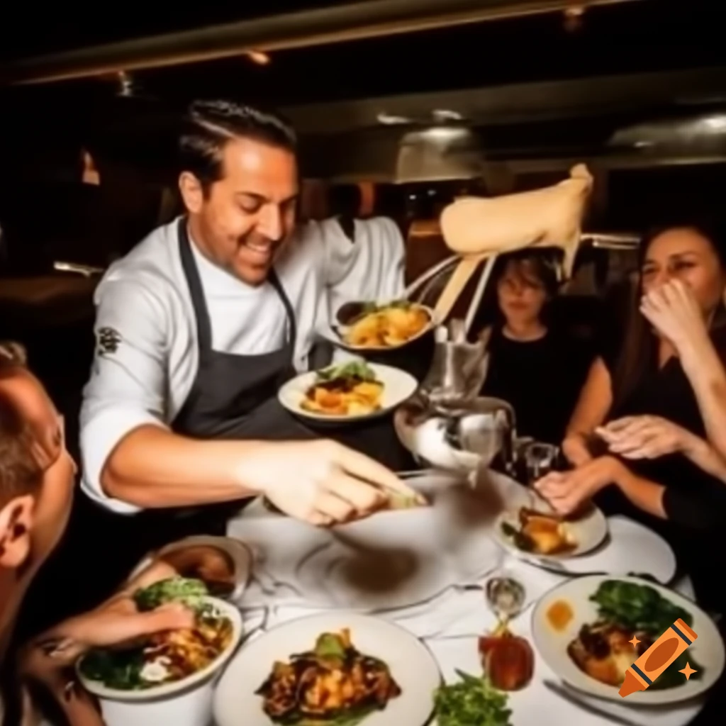 Chef preparing gourmet dish in fine dining setting