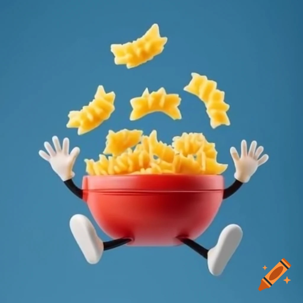 Animated pasta bowl waving goodbye