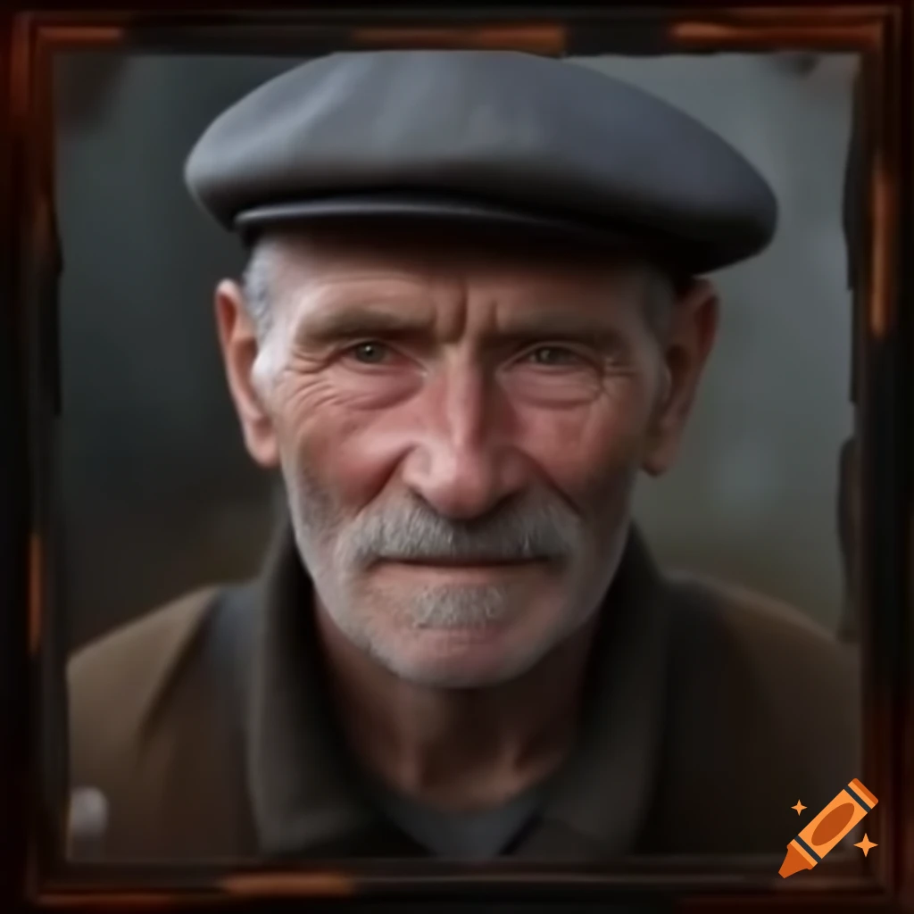 Portrait of a 42-year-old Russian mobster with grey-streaked hair and a sturdy frame