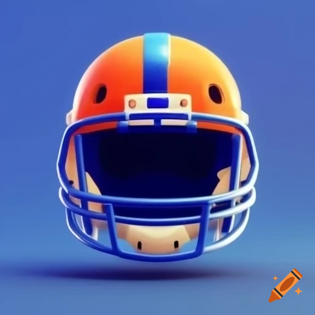 Cartoon style blue and orange football helmet
