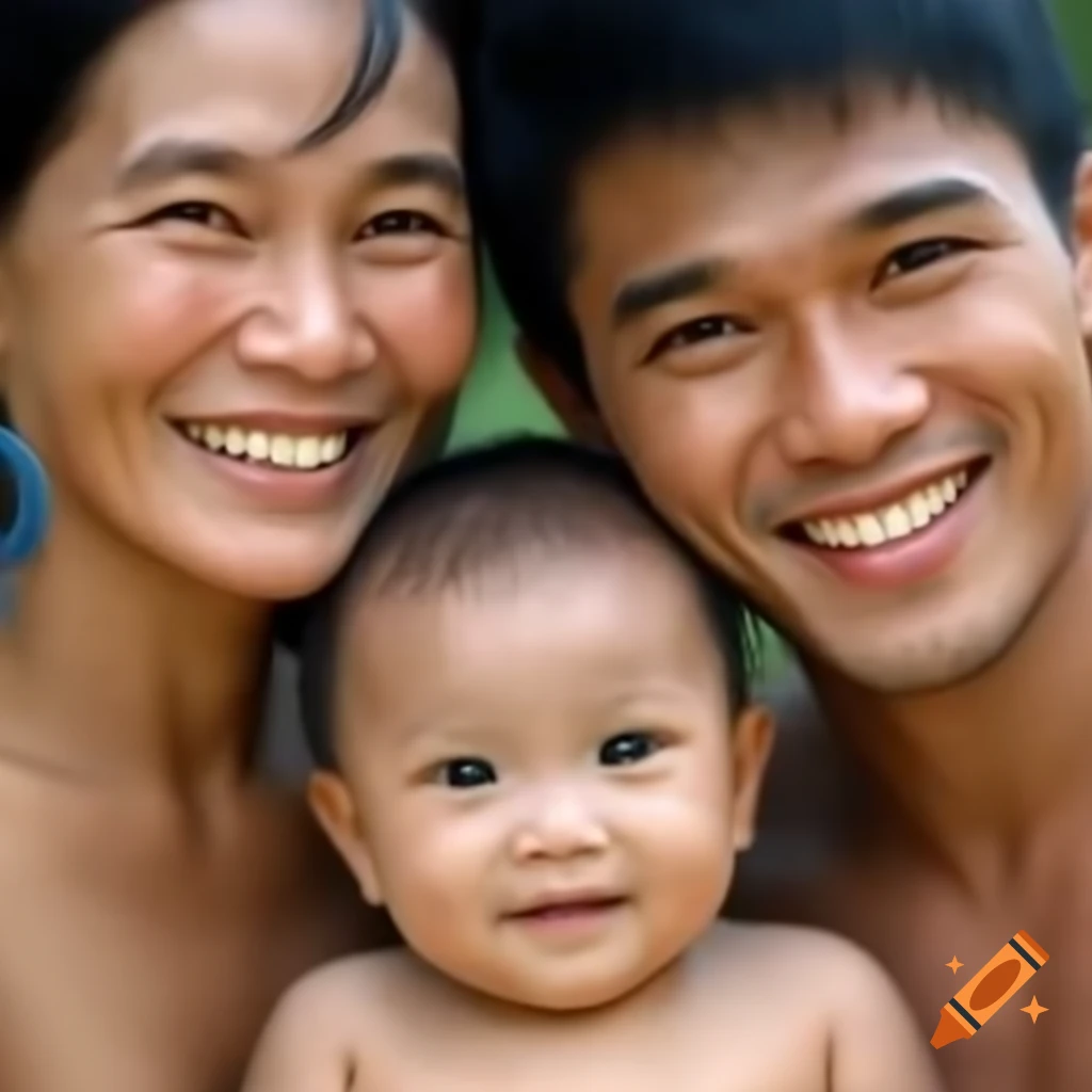 Realistic depiction of a smiling Filipino family
