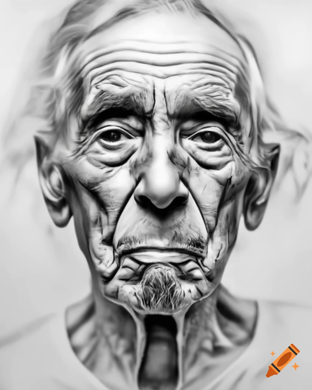 Pencil sketch of elderly man's face