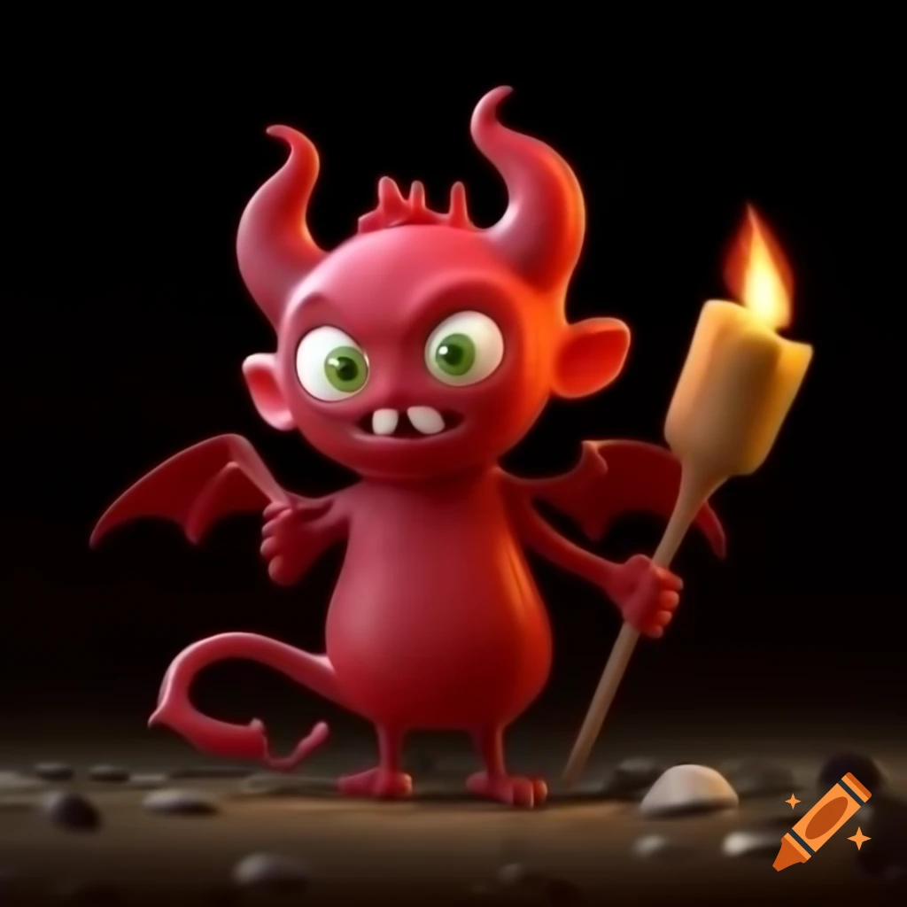 Playful depiction of a little devil character