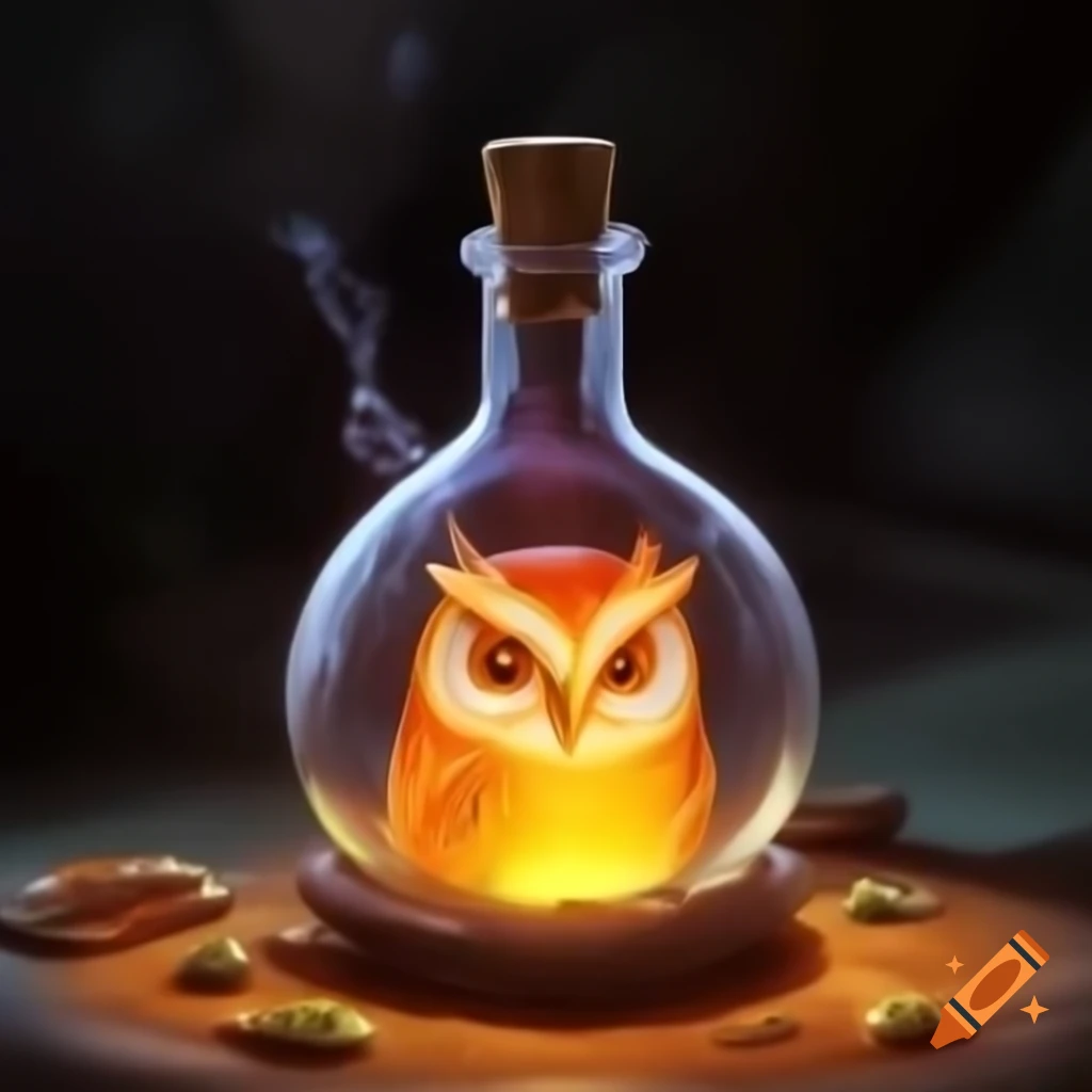 Magical potion vial that transforms drinker into an owl