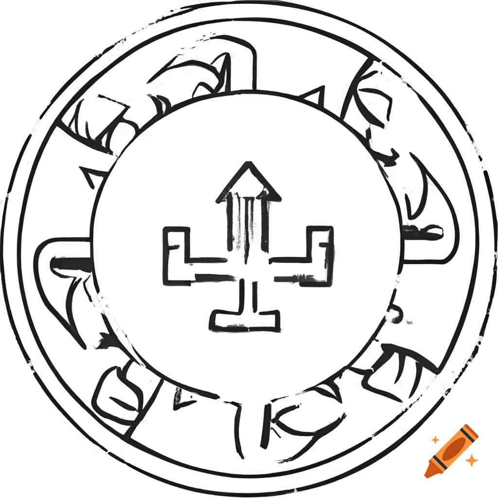 Sketch of a circle with warrior runic symbol