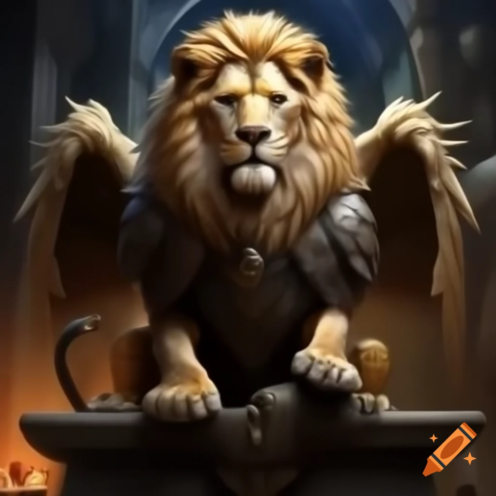 Winged lion in heroic medieval fantasy setting