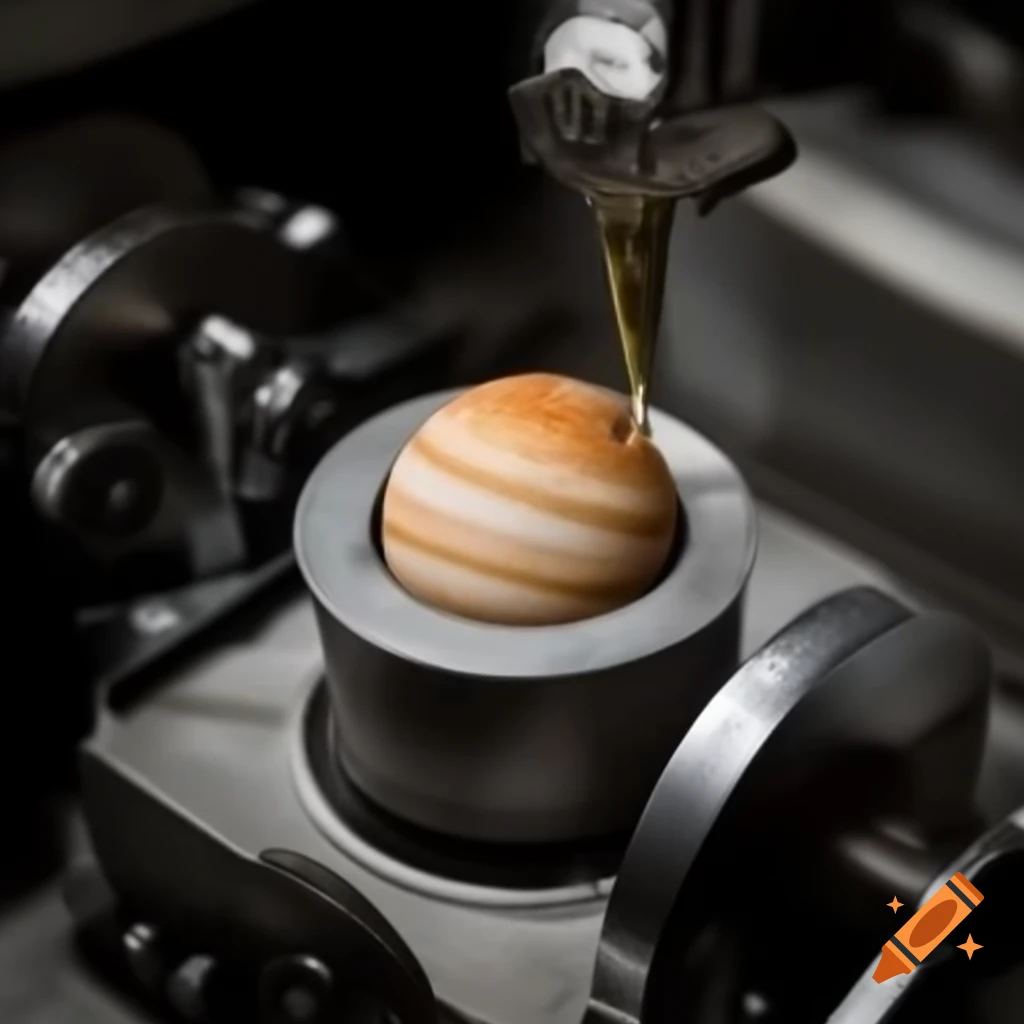 Liquid resembling Jupiter interacting with machinery