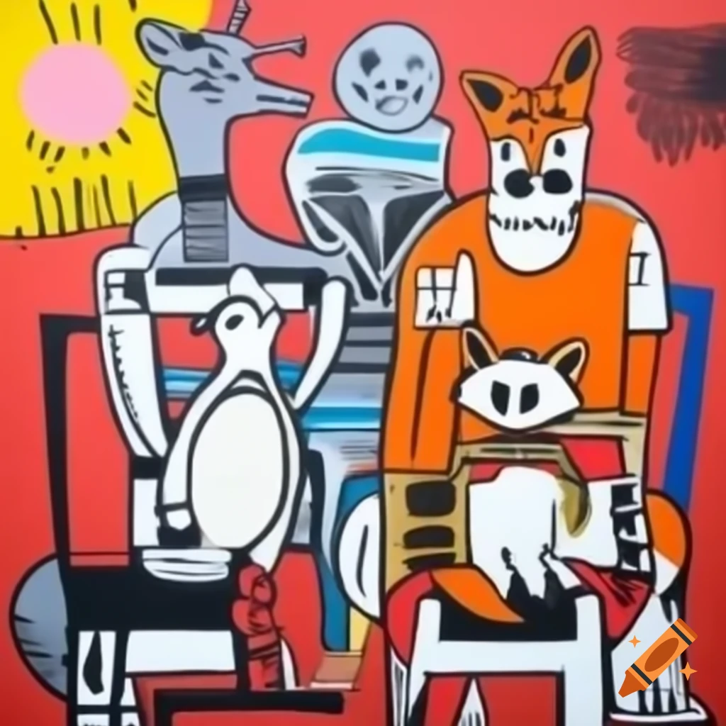 Animal family painting by Jean-Michel Basquiat