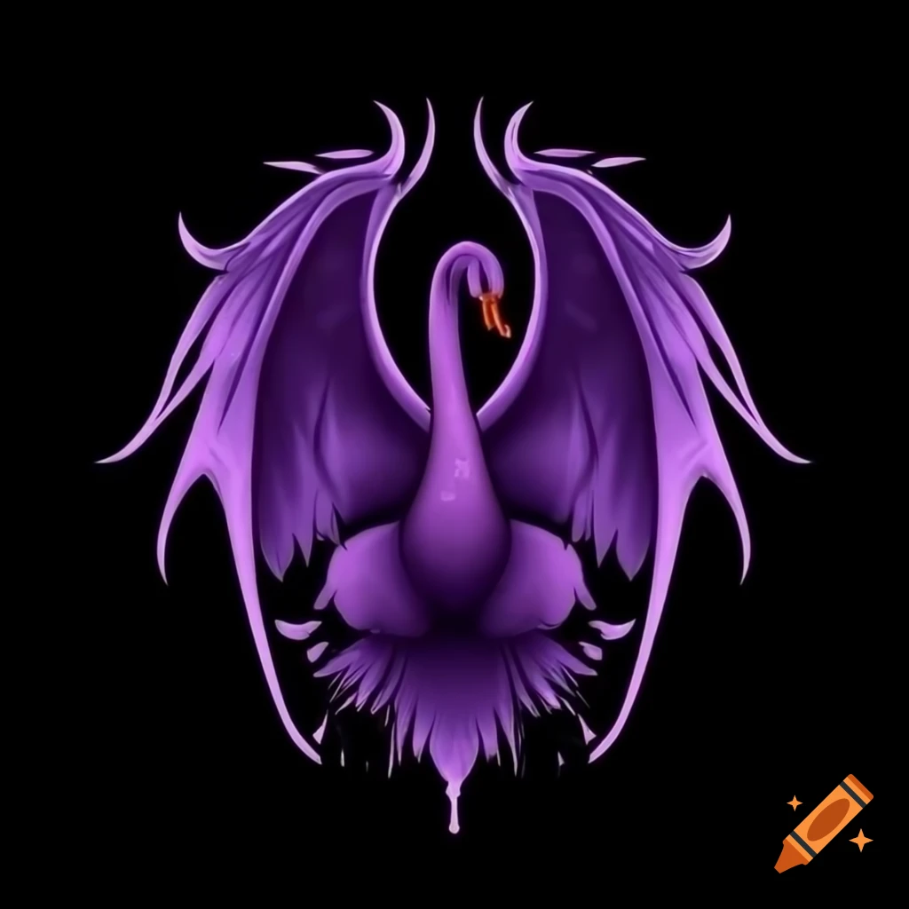Demonic purple swan in dark medieval fantasy setting