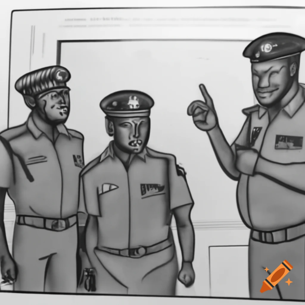 African policemen gathered in a meeting room