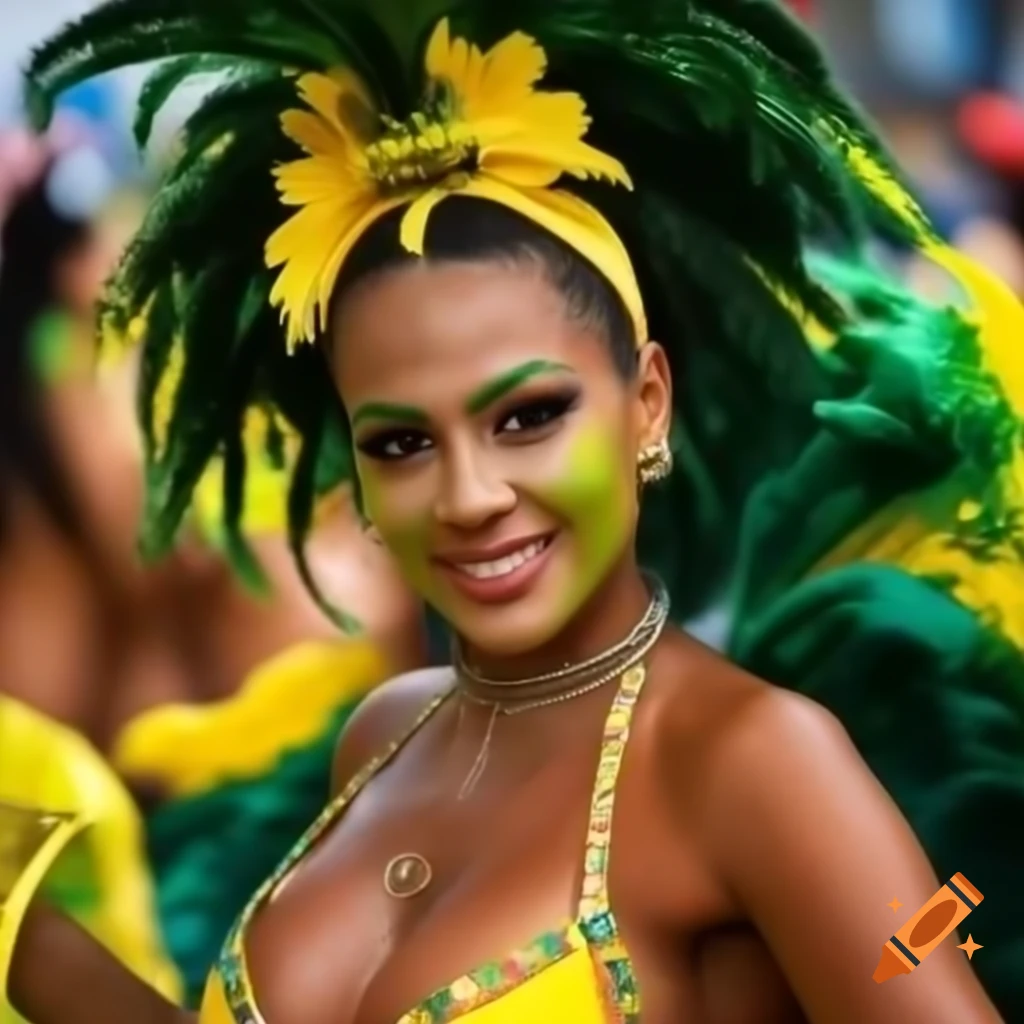 Brazilian woman celebrating at carnival