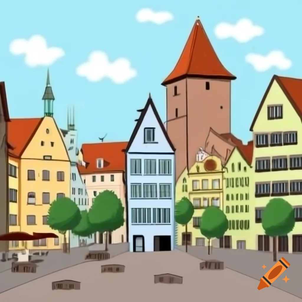 Cartoon art of Augsburg city