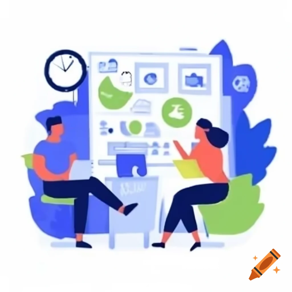 Illustration of students in classroom discussing education challenges with abstract icons