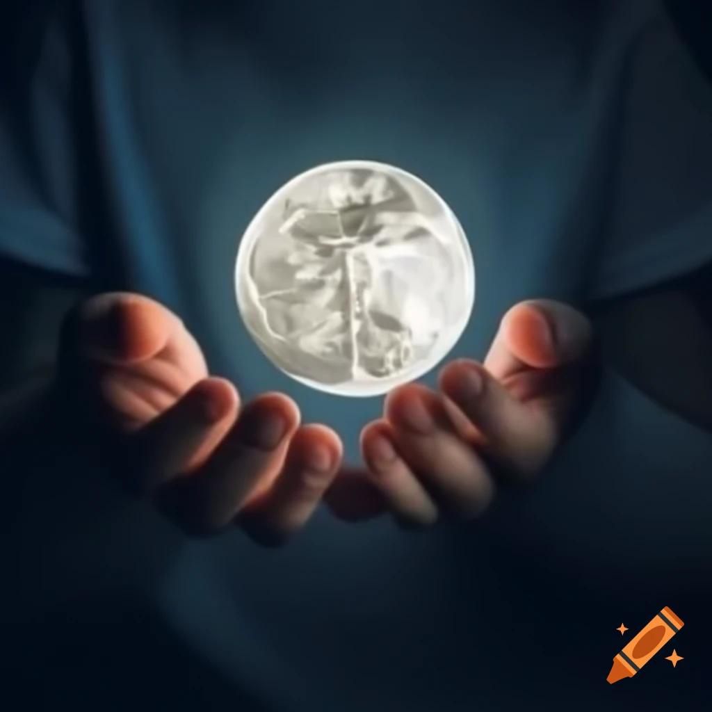 Child holding the moon in hands, imaginative scene