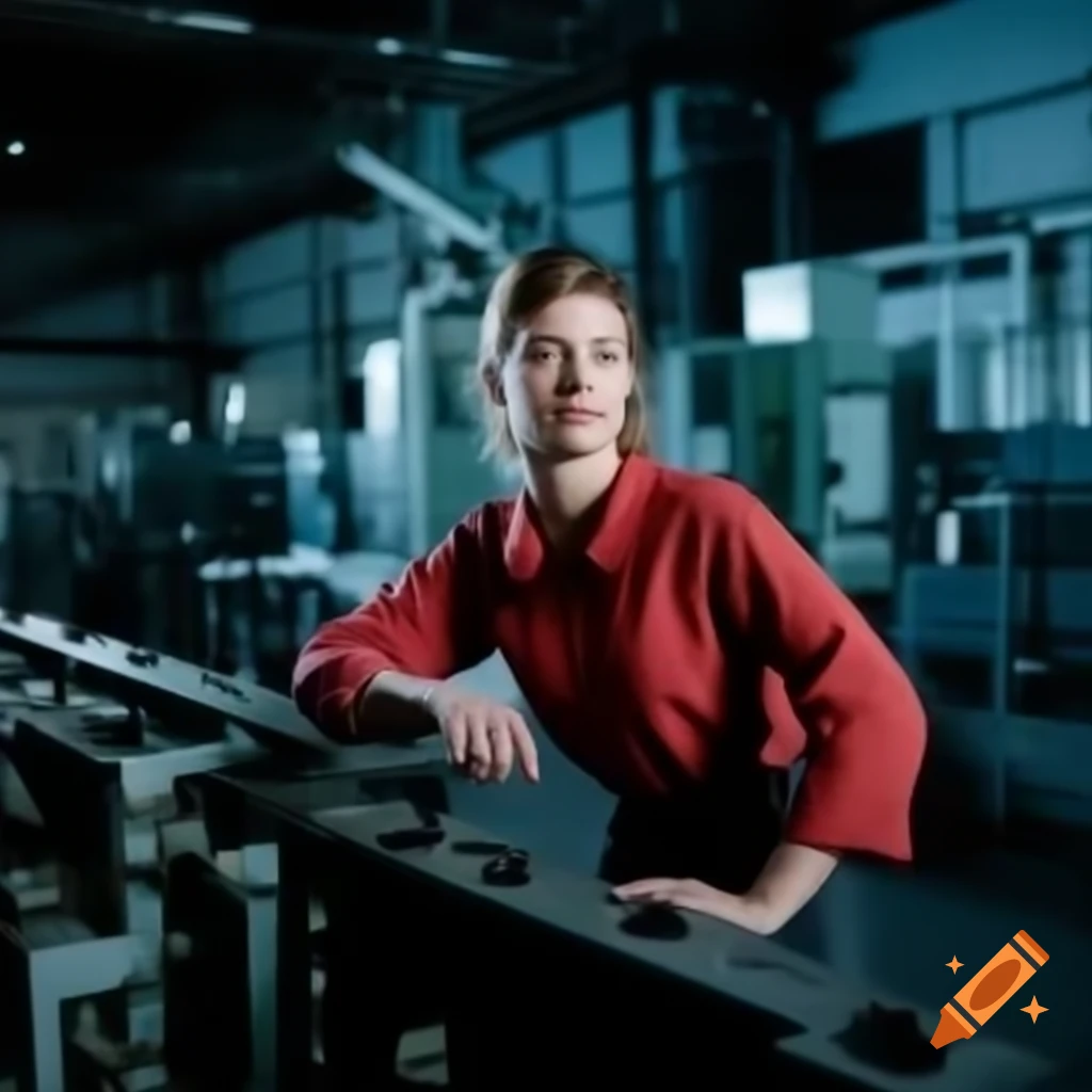 Young modern woman working in high-tech industrial environment in Germany
