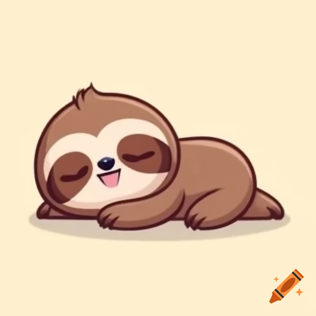 Sleepy cute cartoon sloth illustration